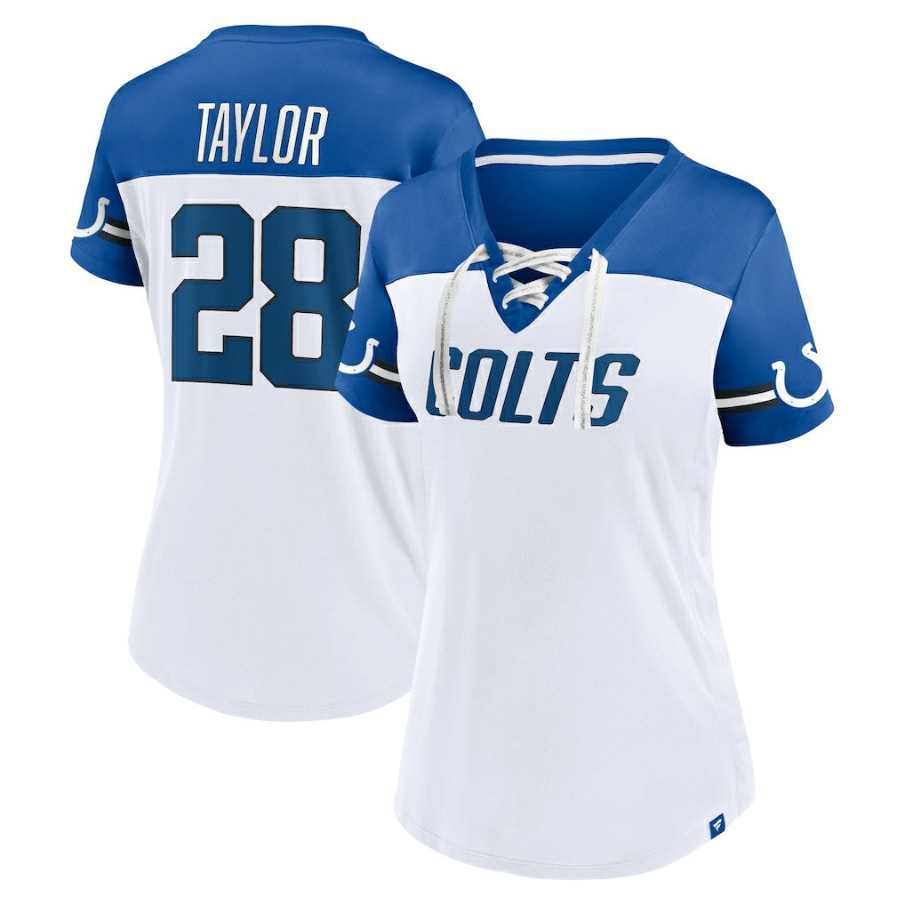 Jonathan Taylor Indianapolis Colts Women's Athena Name & Number V-Neck Top White
