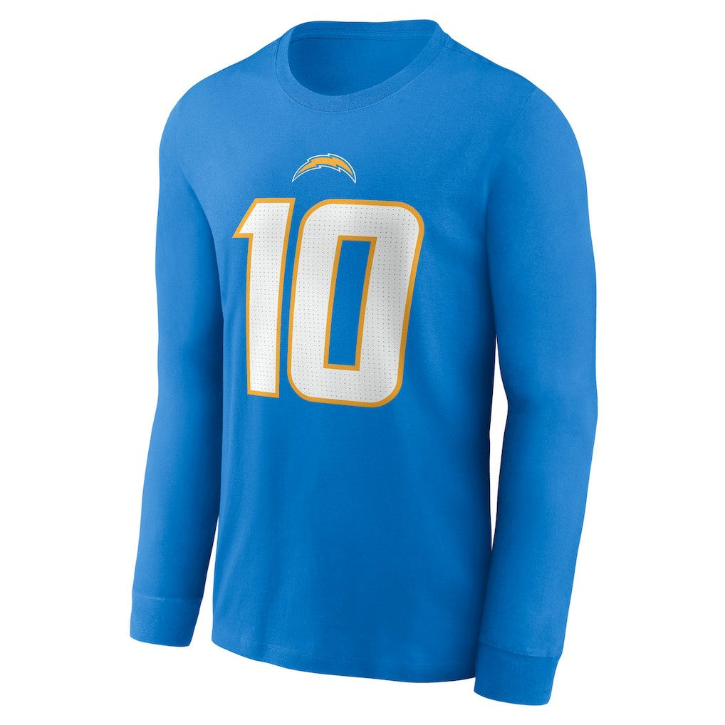 Justin Herbert Los Angeles Chargers Player Name & Number Long Sleeve T-Shirt Powder Blue