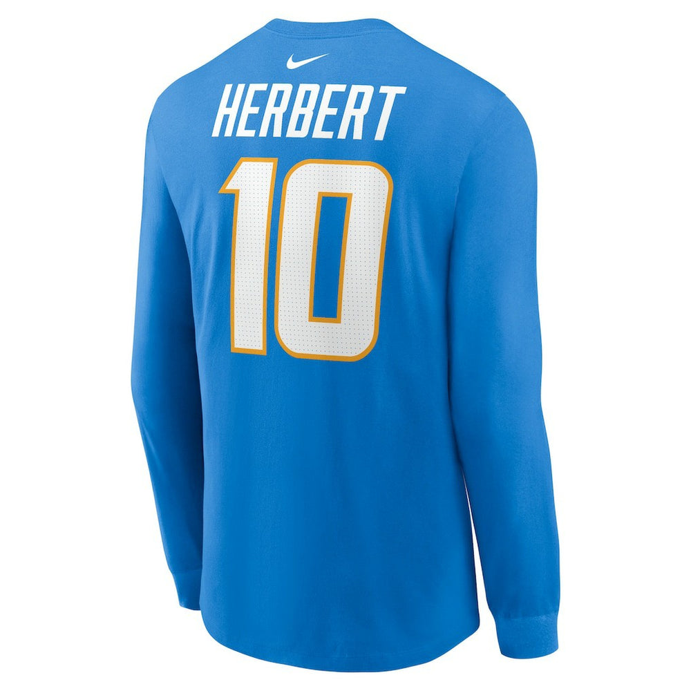 Justin Herbert Los Angeles Chargers Player Name & Number Long Sleeve T-Shirt Powder Blue