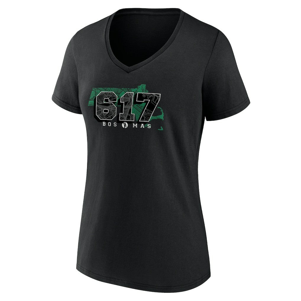 Boston Celtics Women's Core Hometown Launch V-Neck T-Shirt Black