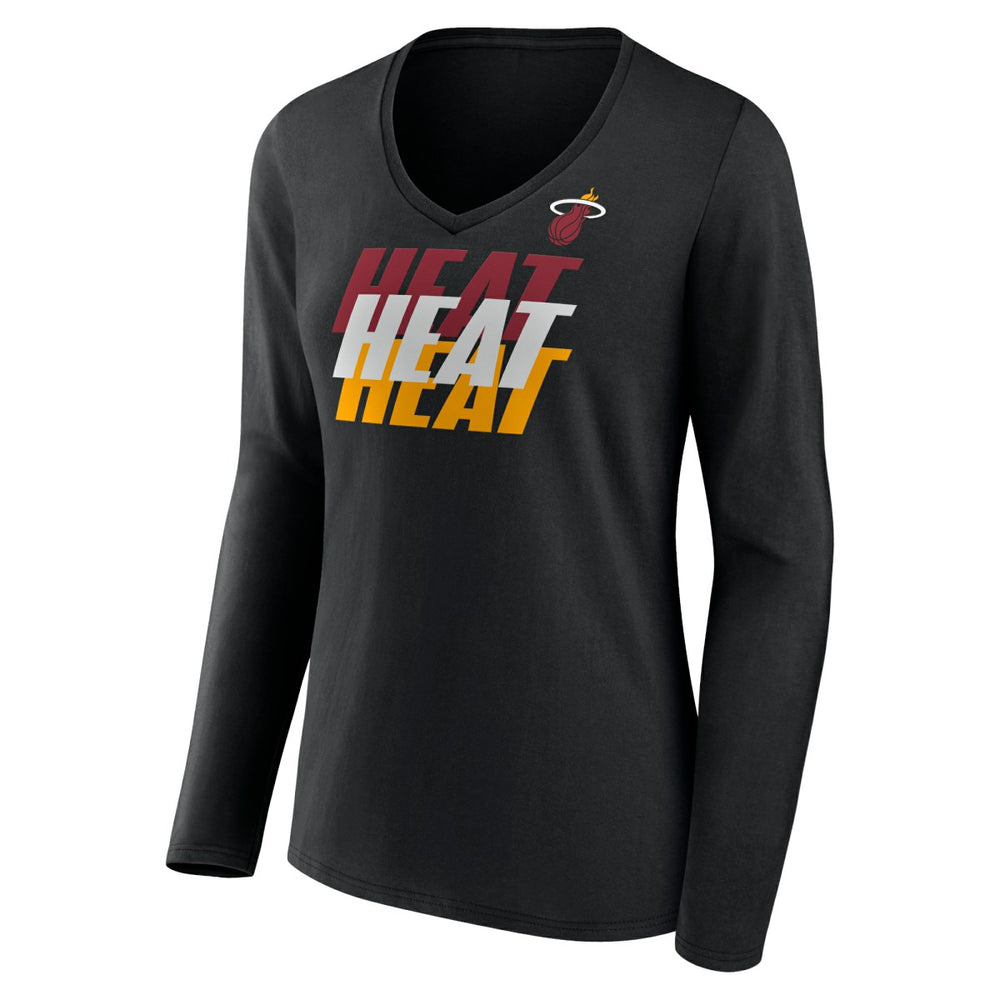 Miami Heat Women's Tumble V-Neck Long Sleeve T-Shirt Black