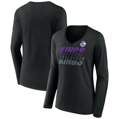 Portland Trail Blazers Women's Tumble V-Neck Long Sleeve T-Shirt Black