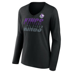 Portland Trail Blazers Women's Tumble V-Neck Long Sleeve T-Shirt Black