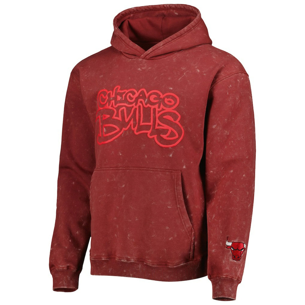 Chicago Bulls The Wild Collective Unisex Tonal Acid Wash Pullover Hoodie Red