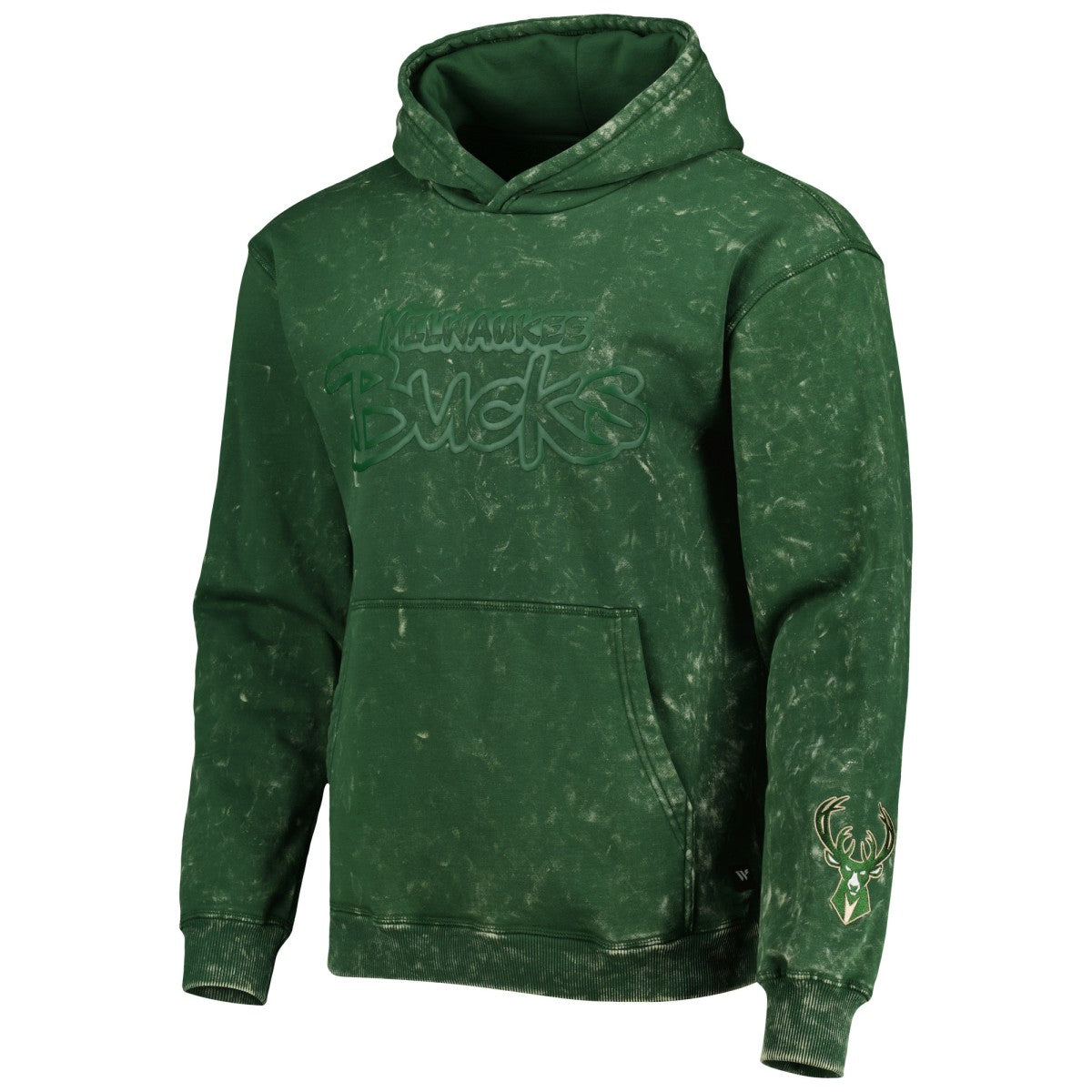 Milwaukee Bucks The Wild Collective Unisex Tonal Acid Wash Pullover Hoodie Hunter Green