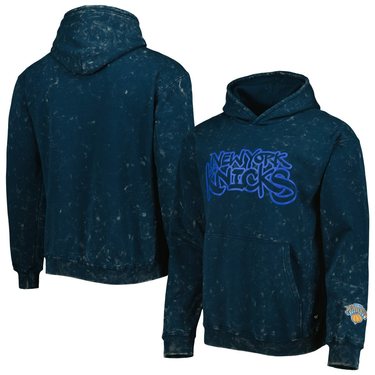 New York Knicks The Wild Collective Unisex Tonal Acid Wash Pullover Hoodie Blue