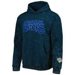 New York Knicks The Wild Collective Unisex Tonal Acid Wash Pullover Hoodie Blue