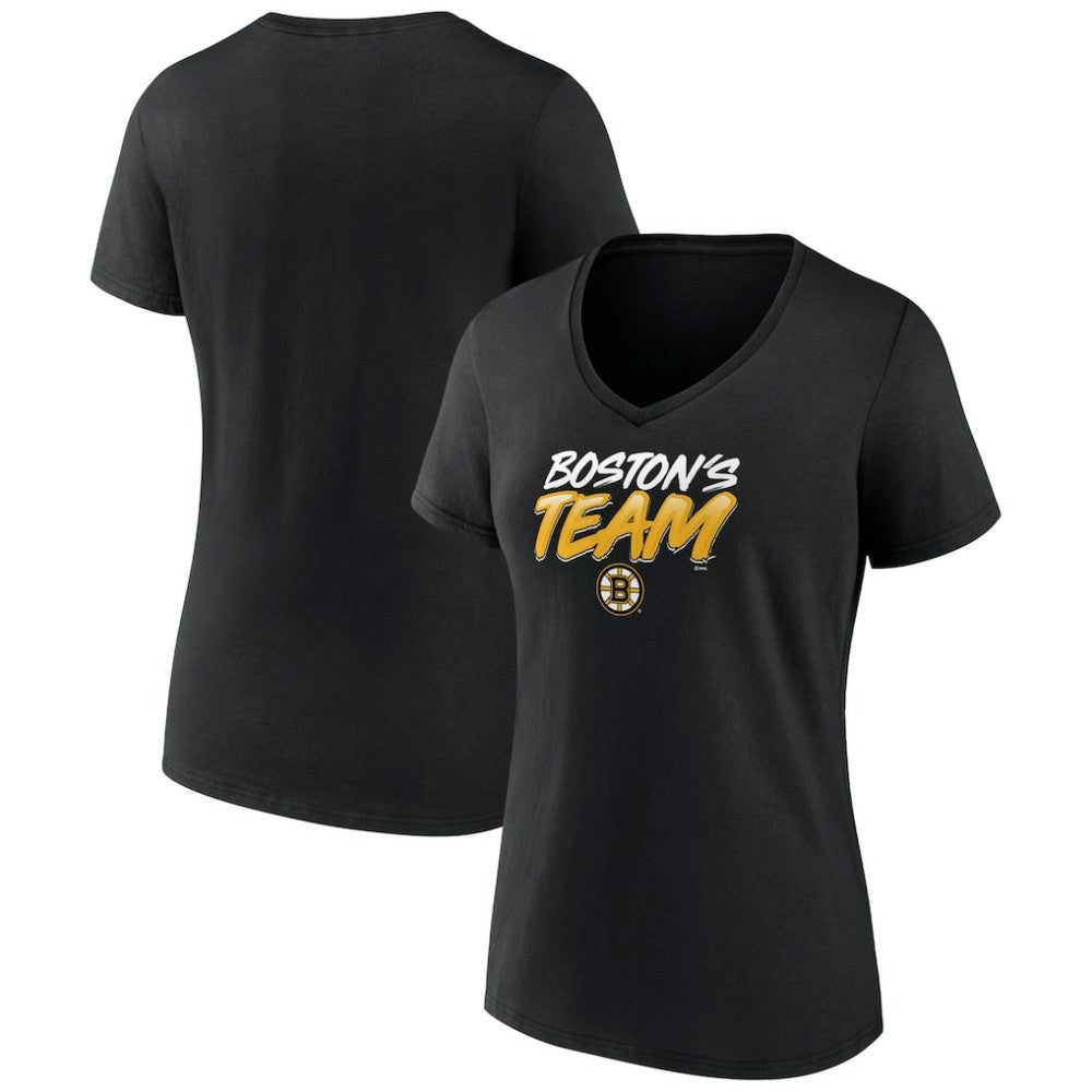 NHL Boston Bruins Women's Active Edge V-Neck T-Shirt - Black