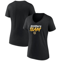 NHL Boston Bruins Women's Active Edge V-Neck T-Shirt - Black