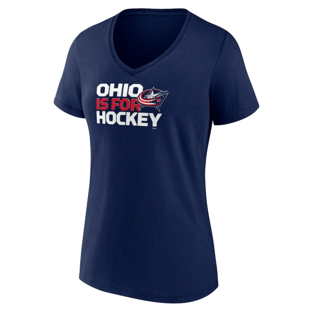 NHL Columbus Blue Jackets Women's Active Edge V-Neck T-Shirt - Navy