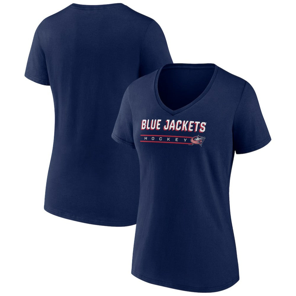 NHL Columbus Blue Jackets Women's Primary Play V-Neck T-Shirt - Navy