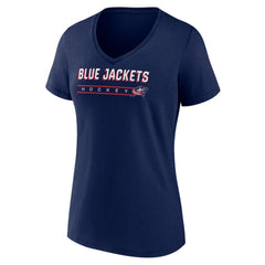 NHL Columbus Blue Jackets Women's Primary Play V-Neck T-Shirt - Navy