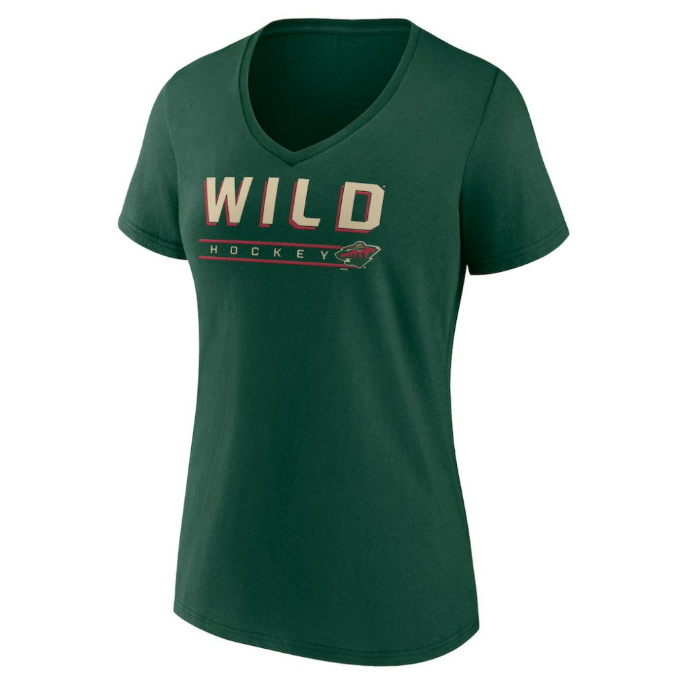 NHL Minnesota Wild Women's Primary Play V-Neck T-Shirt - Green