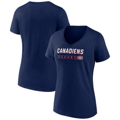 NHL Montreal Canadiens Women's Primary Play V-Neck T-Shirt - Navy