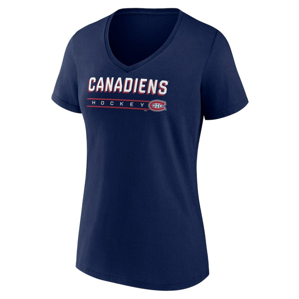 NHL Montreal Canadiens Women's Primary Play V-Neck T-Shirt - Navy