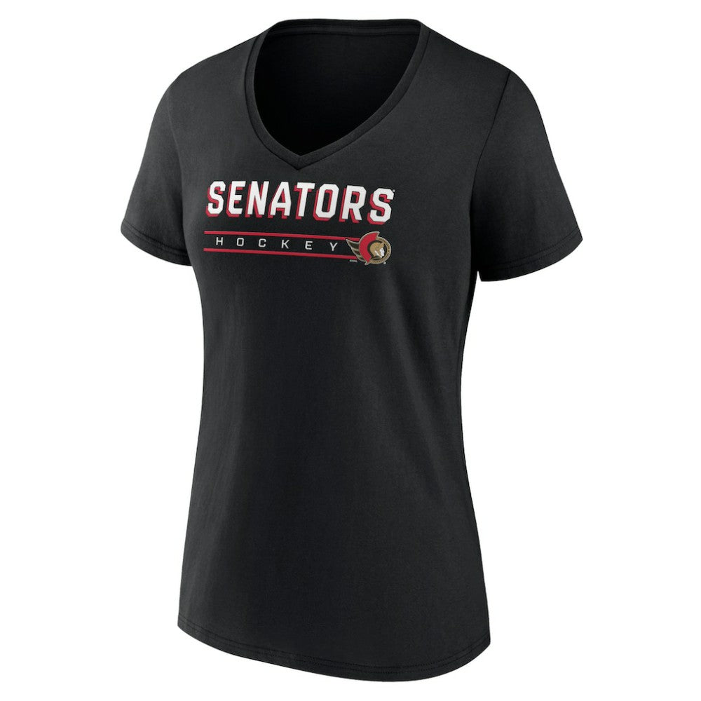 NHL Ottawa Senators Women's Primary Play V-Neck T-Shirt - Black