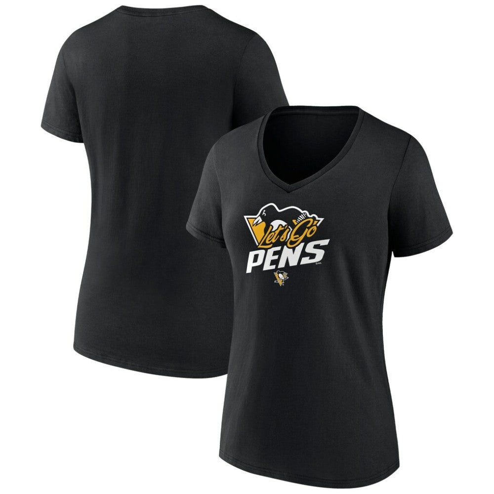 NHL Pittsburgh Penguins Women's Active Edge V-Neck T-Shirt - Black