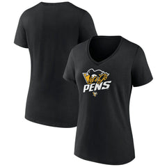 NHL Pittsburgh Penguins Women's Active Edge V-Neck T-Shirt - Black