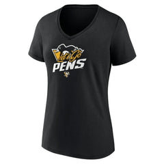 NHL Pittsburgh Penguins Women's Active Edge V-Neck T-Shirt - Black