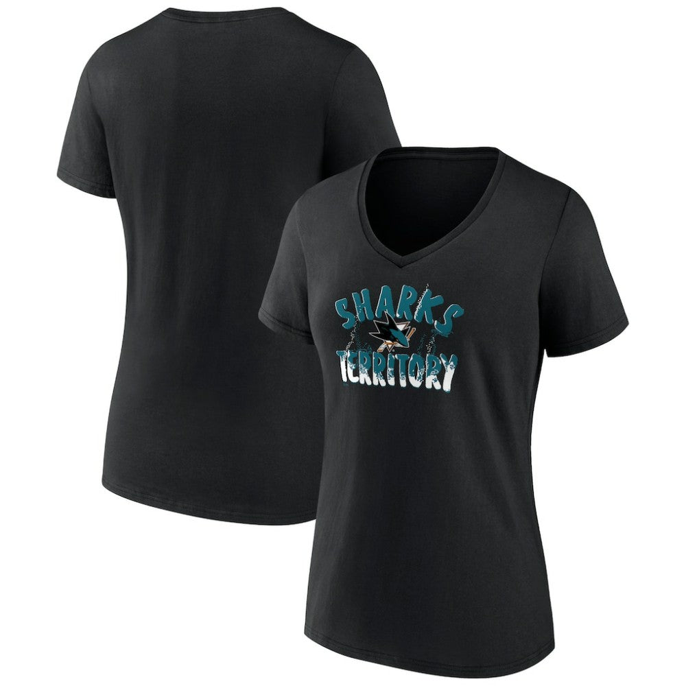 NHL San Jose Sharks Women's Active Edge V-Neck T-Shirt - Black