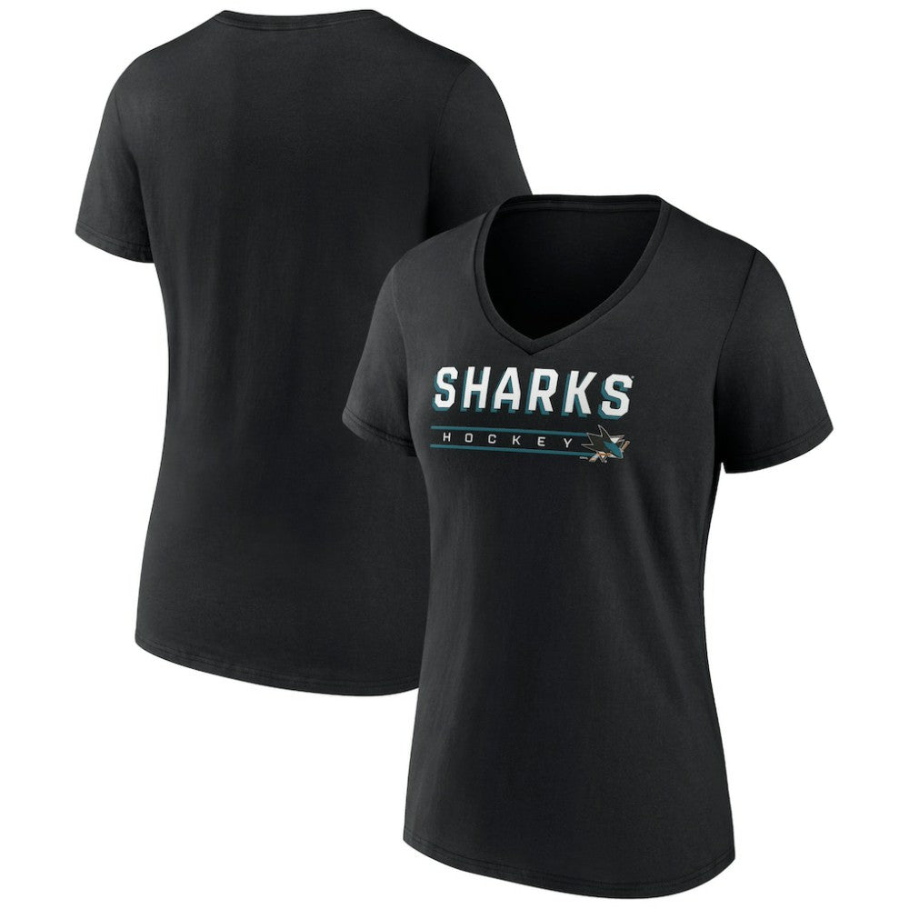 NHL San Jose Sharks Women's Primary Play V-Neck T-Shirt - Black