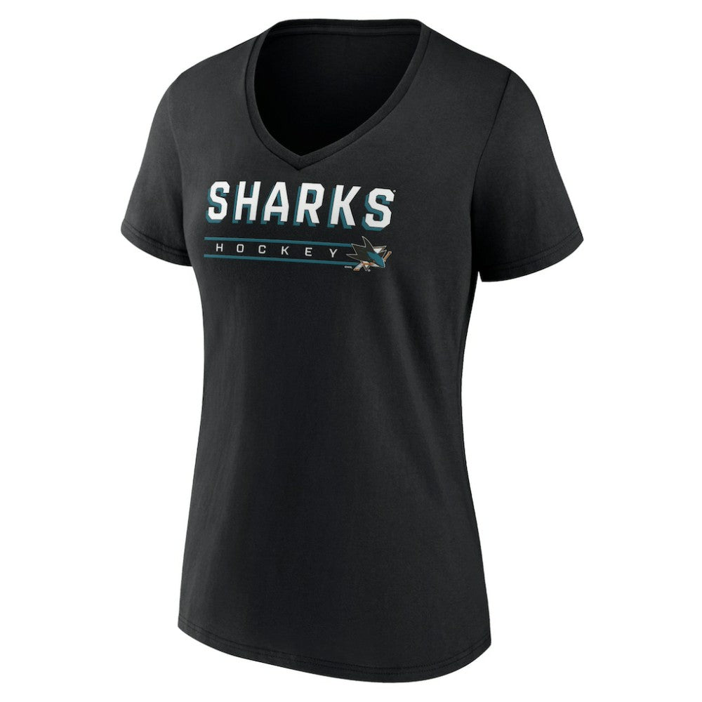 NHL San Jose Sharks Women's Primary Play V-Neck T-Shirt - Black