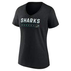 NHL San Jose Sharks Women's Primary Play V-Neck T-Shirt - Black