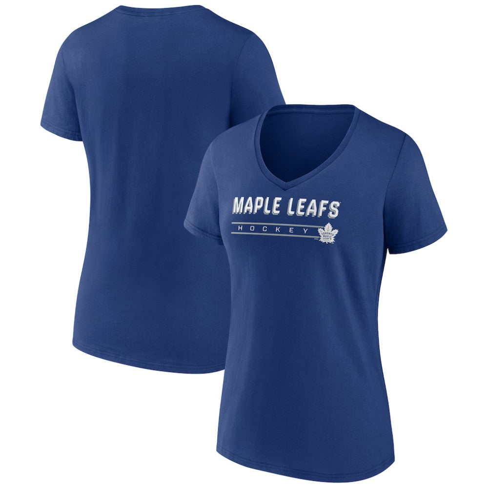 NHL Toronto Maple Leafs Women's Primary Play V-Neck T-Shirt - Blue