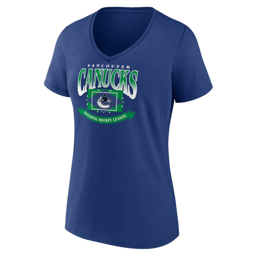 NHL Vancouver Canucks Women's Slapshot V-Neck T-Shirt - Blue