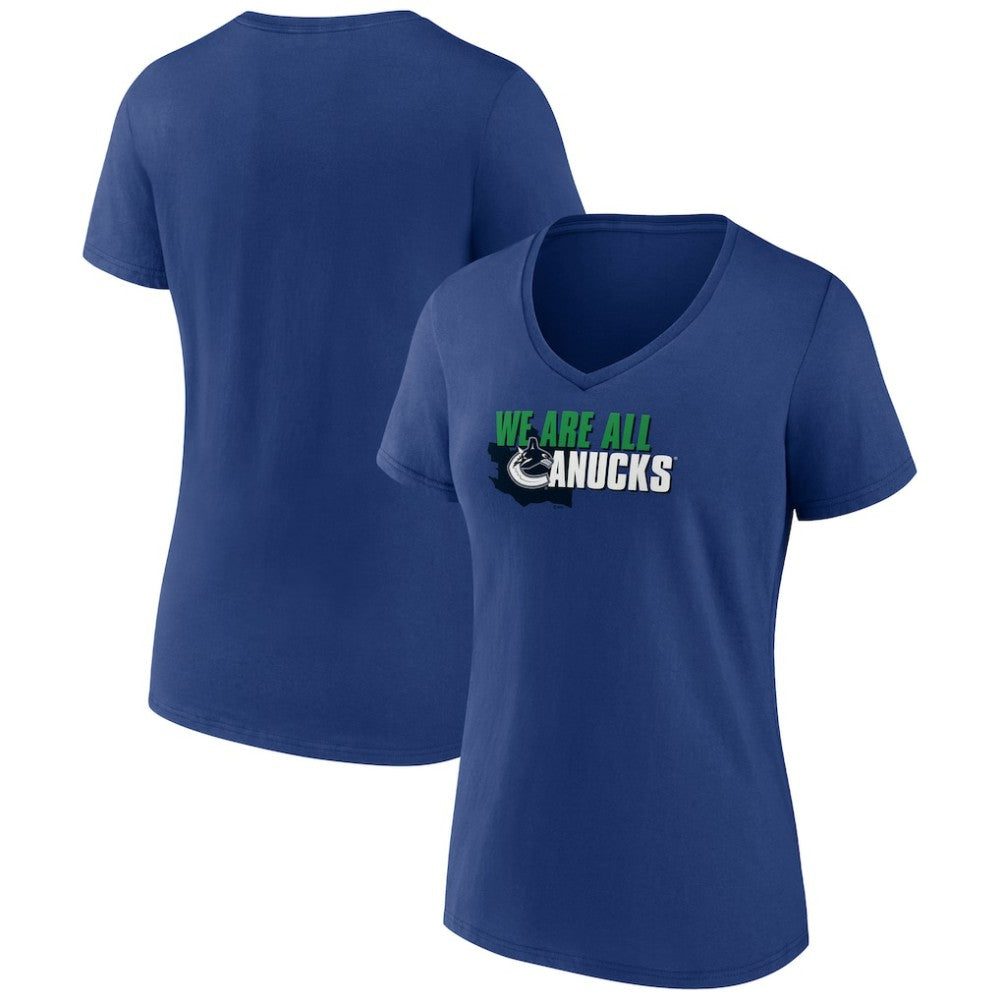 NHL Vancouver Canucks Women's Active Edge V-Neck T-Shirt - Blue