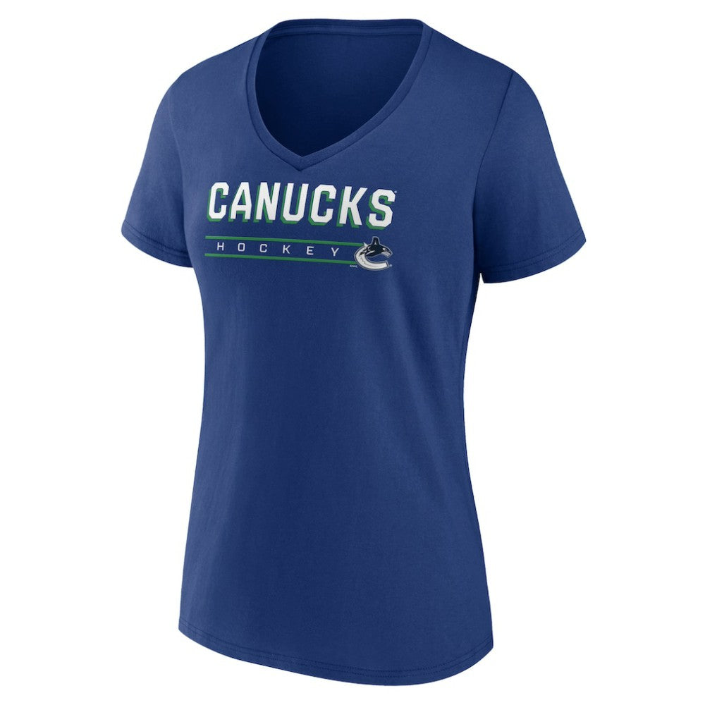 NHL Vancouver Canucks Women's Primary Play V-Neck T-Shirt - Blue