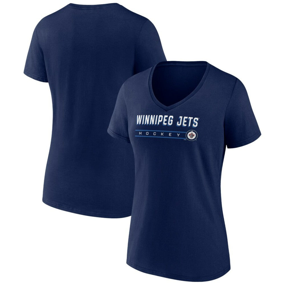NHL Winnipeg Jets Women's Primary Play V-Neck T-Shirt - Navy