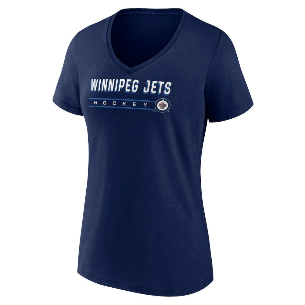 NHL Winnipeg Jets Women's Primary Play V-Neck T-Shirt - Navy