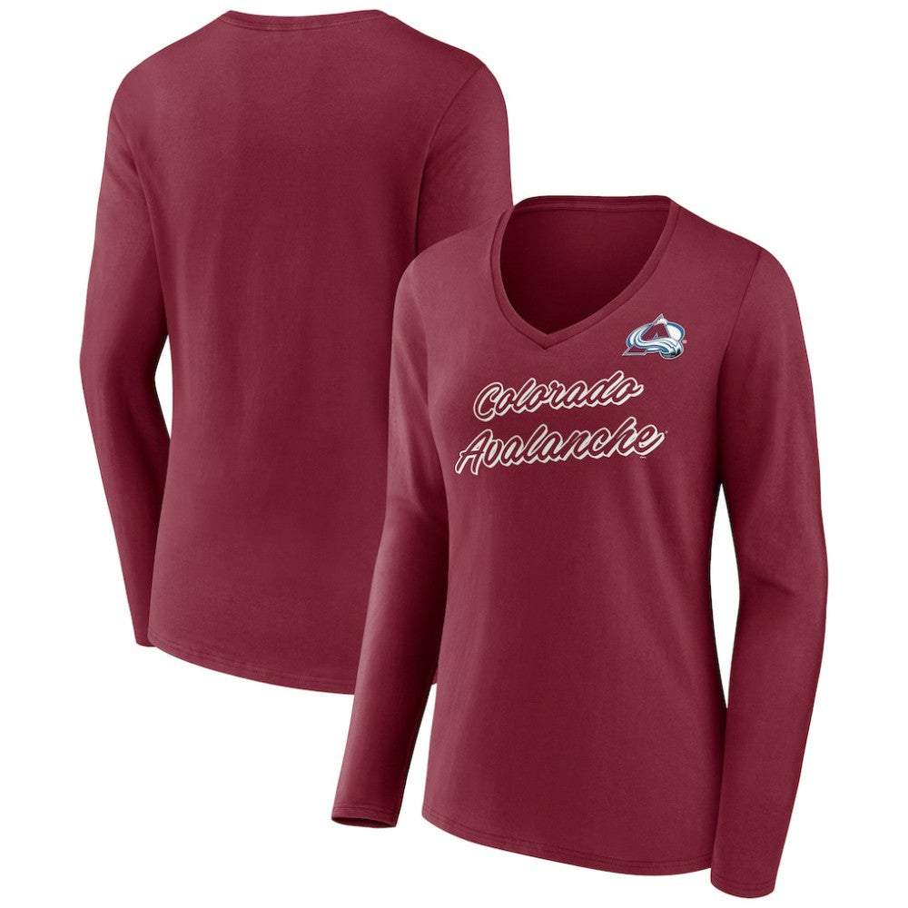 NHL Colorado Avalanche Women's Forge Long Sleeve V-Neck T-Shirt - Burgundy