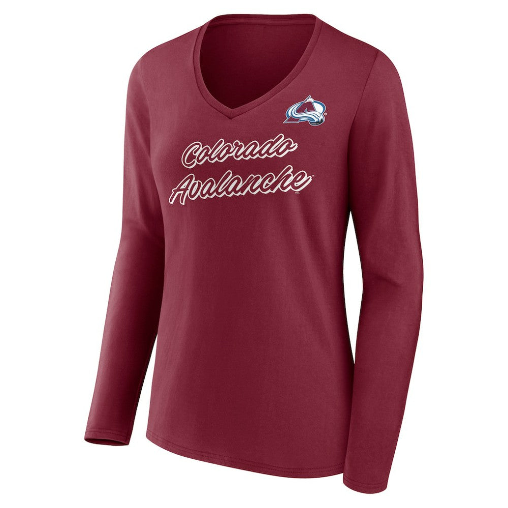 NHL Colorado Avalanche Women's Forge Long Sleeve V-Neck T-Shirt - Burgundy