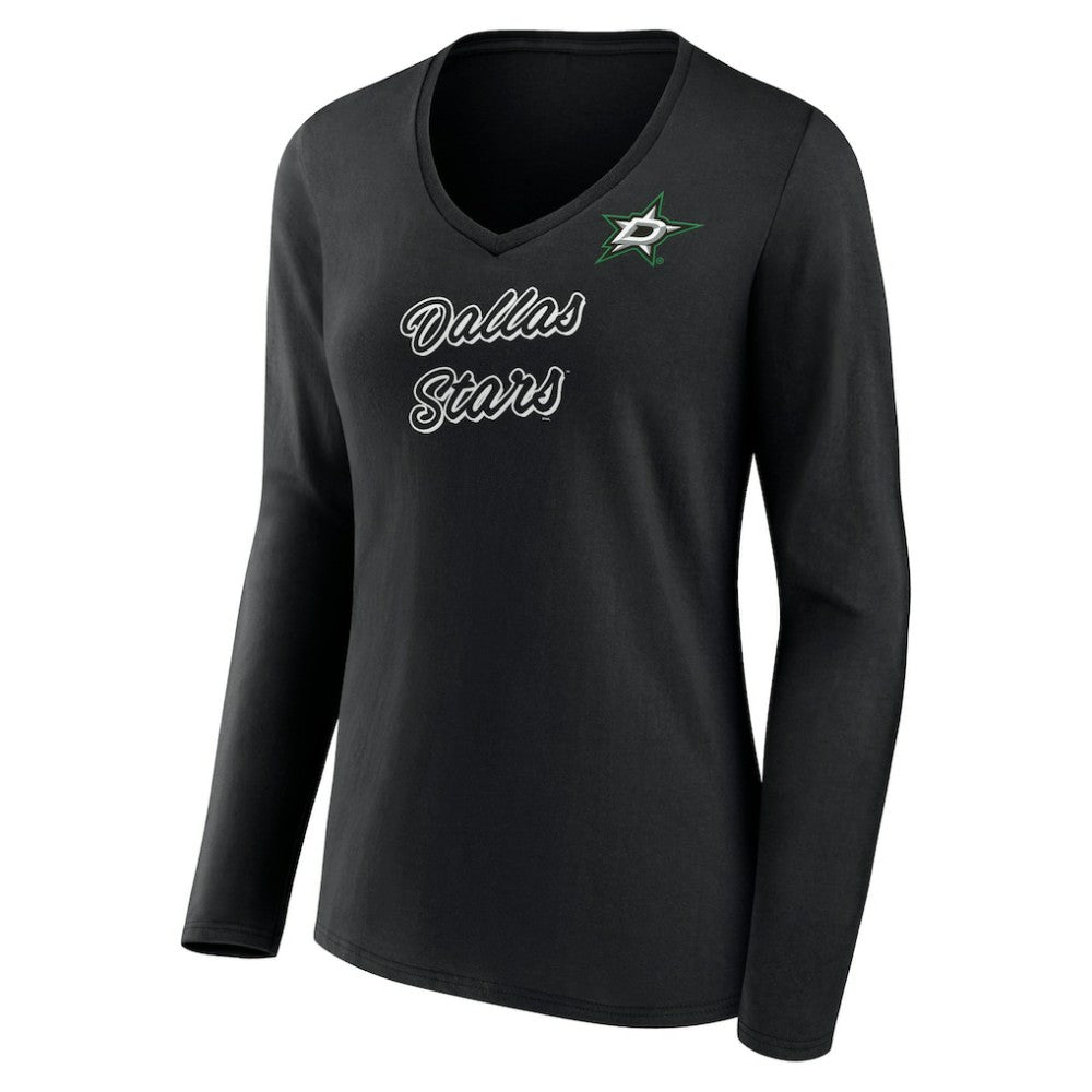 NHL Dallas Stars Women's Forge Long Sleeve V-Neck T-Shirt - Black