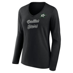 NHL Dallas Stars Women's Forge Long Sleeve V-Neck T-Shirt - Black