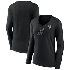 NHL Los Angeles Kings Women's Forge Long Sleeve V-Neck T-Shirt - Black