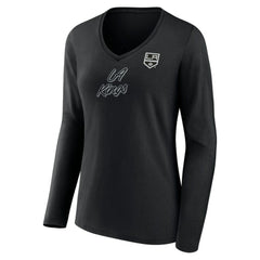 NHL Los Angeles Kings Women's Forge Long Sleeve V-Neck T-Shirt - Black