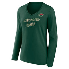 NHL Minnesota Wild Women's Forge Long Sleeve V-Neck T-Shirt - Green