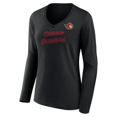 NHL Ottawa Senators Women's Forge Long Sleeve V-Neck T-Shirt - Black