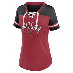 Arizona Cardinals Women's Blitz & Glam Lace-Up V-Neck Jersey T-Shirt Cardinal/Black