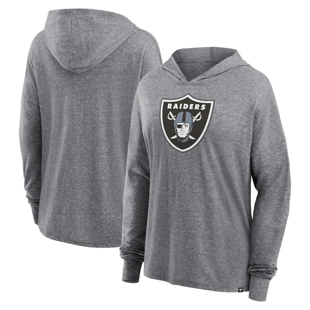 Las Vegas Raiders Women's Cozy Primary Pullover Hoodie Heather Gray