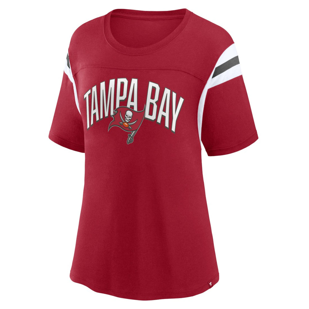 Tampa Bay Buccaneers Women's Earned Stripes T-Shirt Red