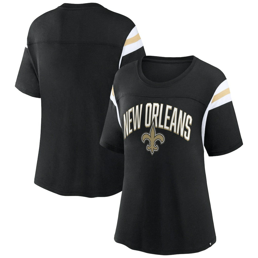 New Orleans Saints Women's Earned Stripes T-Shirt Black