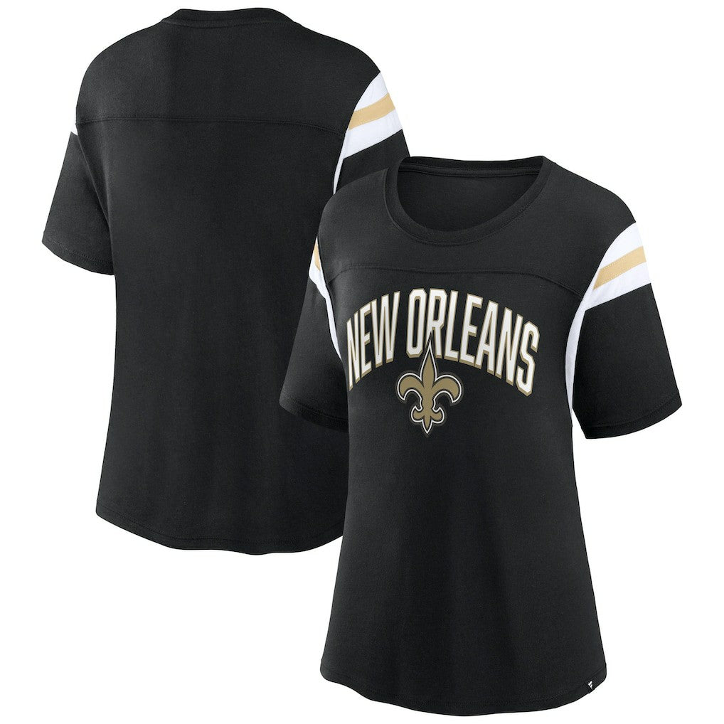New Orleans Saints Women's Earned Stripes T-Shirt Black