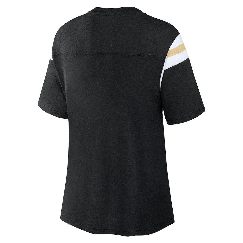 New Orleans Saints Women's Earned Stripes T-Shirt Black