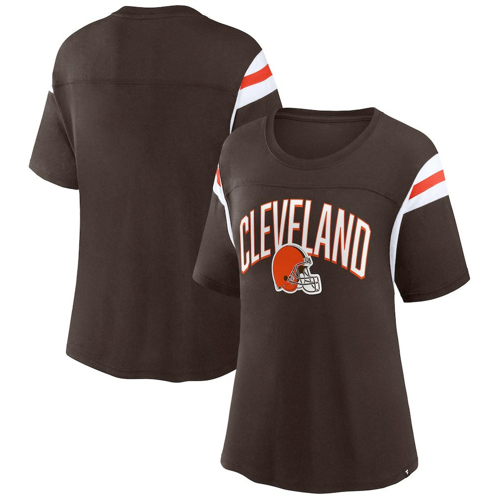 Cleveland Browns Women's Earned Stripes T-Shirt Brown
