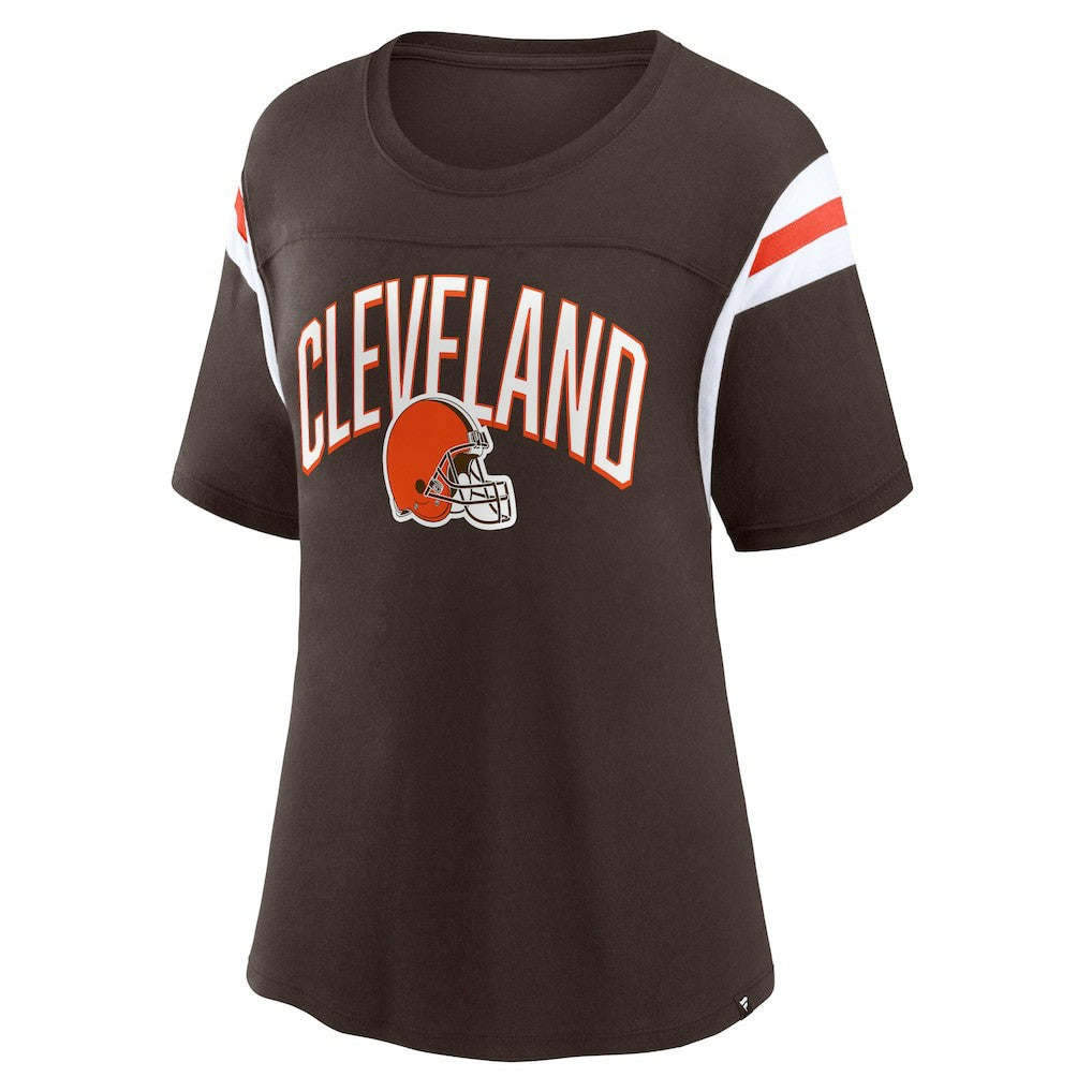 Cleveland Browns Women's Earned Stripes T-Shirt Brown