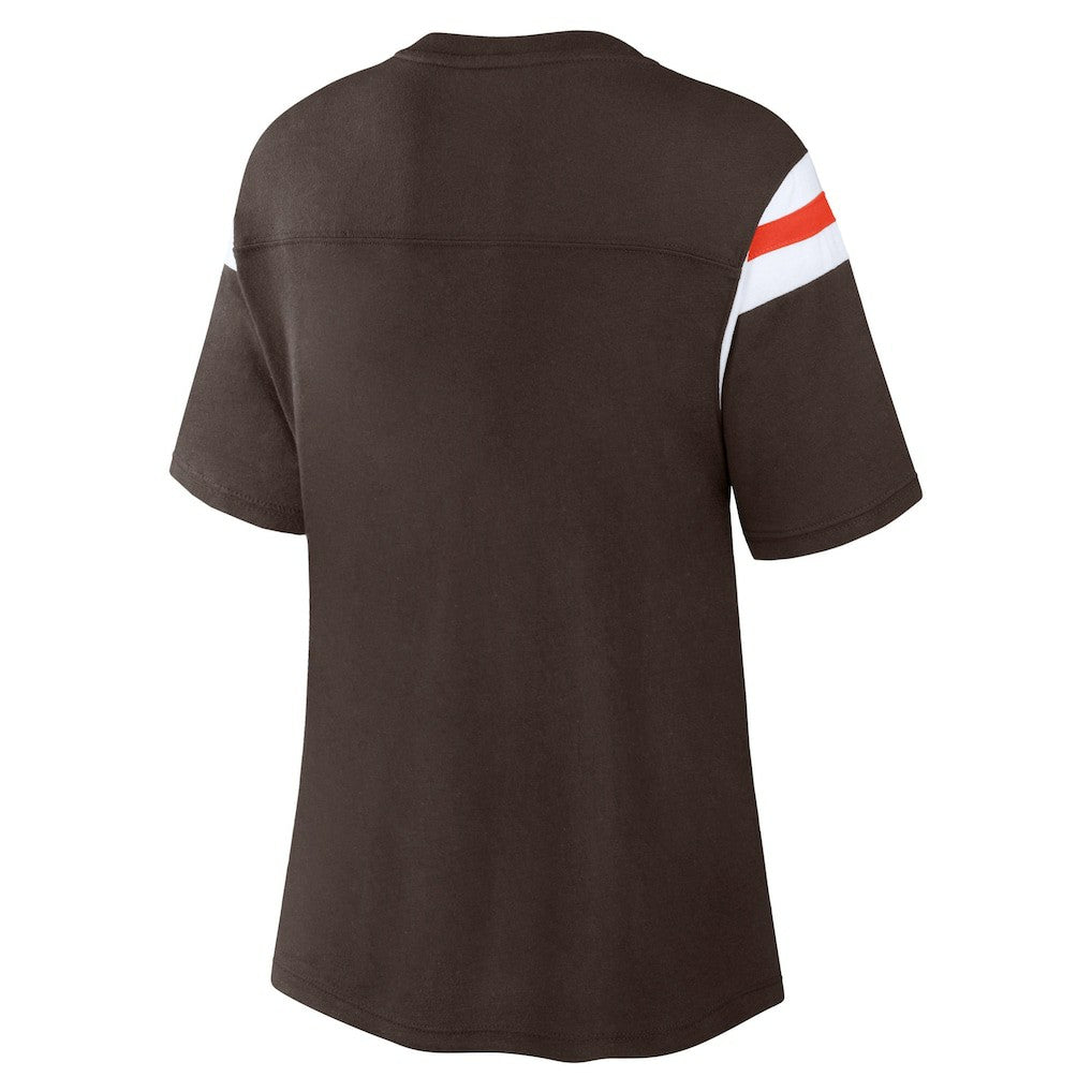 Cleveland Browns Women's Earned Stripes T-Shirt Brown